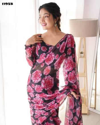 D.NO. BT1195B BY BT SILK ORGANZA SAREES WHOLESALER IN INDIA